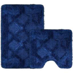 Velosso Knox Navy Bath Mat set - Size: 50 x 80 x 1cm - Blue - Wilko