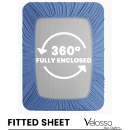 Velosso Microfibre King Size French Blue Fitted Sheet - Wilko - thumbnail 4