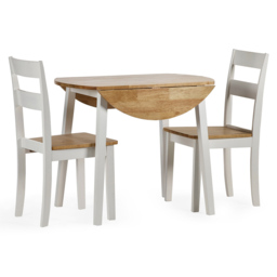 Julian Bowen Linwood 4 Seater Round Drop Leaf Table Natural and White - Multi - Wilko - thumbnail 7