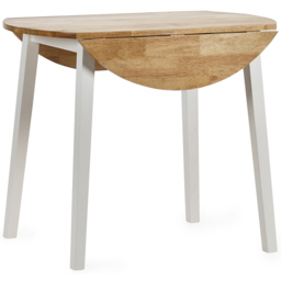Julian Bowen Linwood 4 Seater Round Drop Leaf Table Natural and White - Multi - Wilko - thumbnail 4