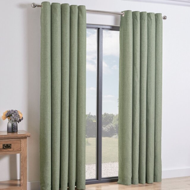 Taylor Blackout Eyelet Curtains Green 229cm - My Home - Wilko - image 1