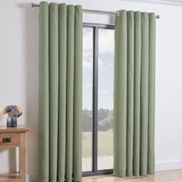 Taylor Blackout Eyelet Curtains Green 229cm - My Home - Wilko