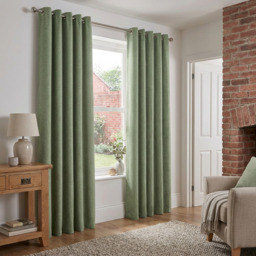 Taylor Blackout Eyelet Curtains Green 229cm - My Home - Wilko - thumbnail 7