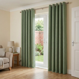Taylor Blackout Eyelet Curtains Green 229cm - My Home - Wilko - thumbnail 3