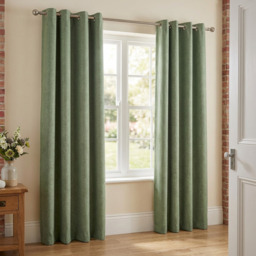 Taylor Blackout Eyelet Curtains Green 229cm - My Home - Wilko - thumbnail 4