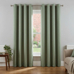 Taylor Blackout Eyelet Curtains Green 229cm - My Home - Wilko - thumbnail 5