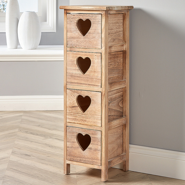 Home Source Hartsmere 4 Drawer Natural Storage Unit - Size: 77 x 25 x 25cm - Brown - Wilko - image 1