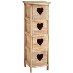 Home Source Hartsmere 4 Drawer Natural Storage Unit - Size: 77 x 25 x 25cm - Brown - Wilko - thumbnail 3