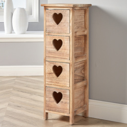 Home Source Hartsmere 4 Drawer Natural Storage Unit - Size: 77 x 25 x 25cm - Brown - Wilko - thumbnail 1