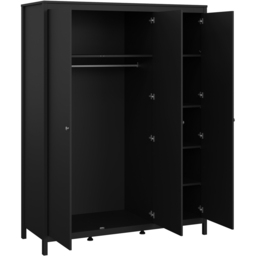 Florence Madrid 3 Door Matt Black Wardrobe - Wilko - thumbnail 5