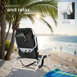 tectake Coral Black Foldable Beach Chair with Backpack - Size: 78 x 63 x 101cm - Wilko - thumbnail 7