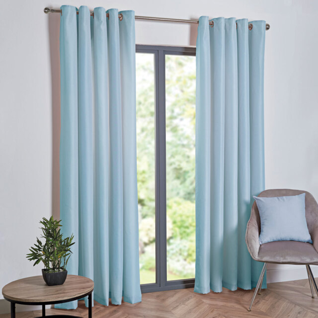 Taylor Blackout Eyelet Curtains - Duck Egg/229cm - Size: W 90 x D 90cm - My - Wilko - image 1