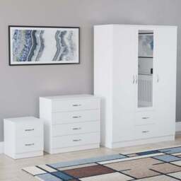 VIDA DESIGNS Riano White 3 Piece Bedroom Furniture Set - Wilko