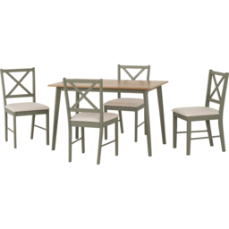 Seconique Balfour 4 Seater Dining Oak Effect Sage Green and Mink Microsuede - Sage Green/Oak/Mink Microsuede - Wilko - thumbnail 4