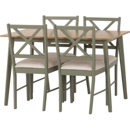 Seconique Balfour 4 Seater Dining Oak Effect Sage Green and Mink Microsuede - Sage Green/Oak/Mink Microsuede - Wilko - thumbnail 3