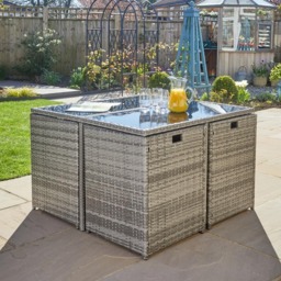Home Source Pebble 6 Seater Rattan Outdoor Garden Patio Table Set - Grey - Wilko - thumbnail 4