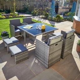 Home Source Pebble 6 Seater Rattan Outdoor Garden Patio Table Set - Grey - Wilko - thumbnail 6