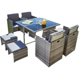 Home Source Pebble 6 Seater Rattan Outdoor Garden Patio Table Set - Grey - Wilko - thumbnail 3
