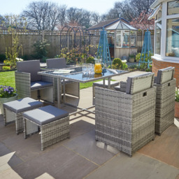 Home Source Pebble 6 Seater Rattan Outdoor Garden Patio Table Set - Grey - Wilko - thumbnail 1