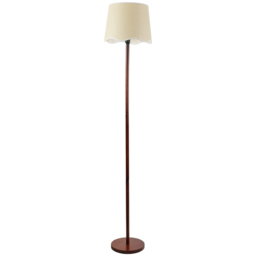 ValueLights Heather Scallop White Trim Shade Dark Wood Stem LED Floor Lamp - Cream - Wilko