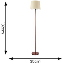 ValueLights Heather Scallop White Trim Shade Dark Wood Stem LED Floor Lamp - Cream - Wilko - thumbnail 5