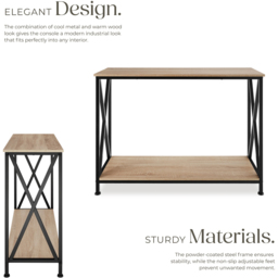 tectake Tacoma Single Shelf Oak Sonoma Console Table - Brown - Wilko - thumbnail 4