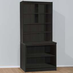 R White Cabinets 8 Shelf Black Desk Height Bookcase with Hutch - Size: 182.8 x 85 x 54cm - Wilko - thumbnail 1