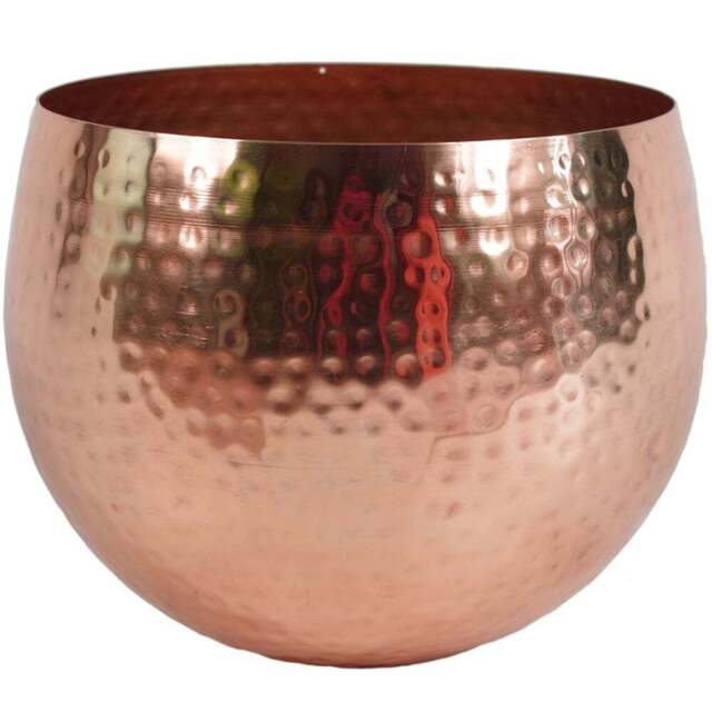 Botanik Copper Metal Straight Edge Hammered Planter 18 x 22cm - Size: 18 x 22 x 22cm - Wilko - image 1