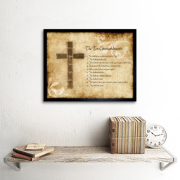 Wee Blue Coo Ten Commandments Cross Religious Quote Framed Wall Art Print 30 x 41cm - Size: 43.3 x 33.3 x 1.5cm - Brown - Wilko - thumbnail 3