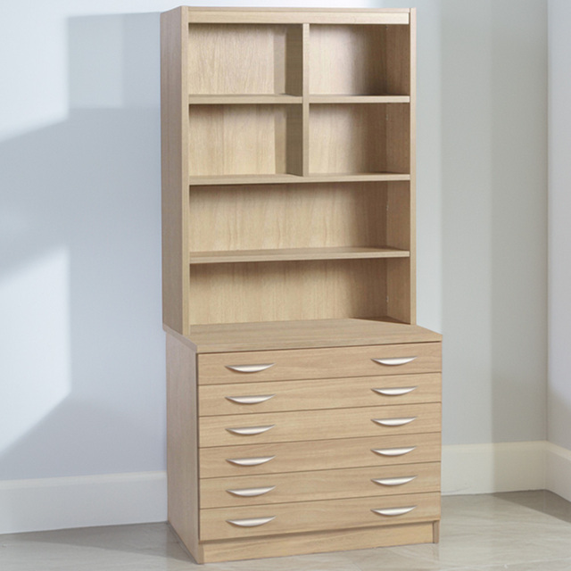 R White Cabinets 6 Drawer 6 Shelf Brown A2 Plan Chest of Drawers with Hutch - Wilko - image 1