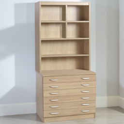 R White Cabinets 6 Drawer 6 Shelf Brown A2 Plan Chest of Drawers with Hutch - Wilko - thumbnail 1