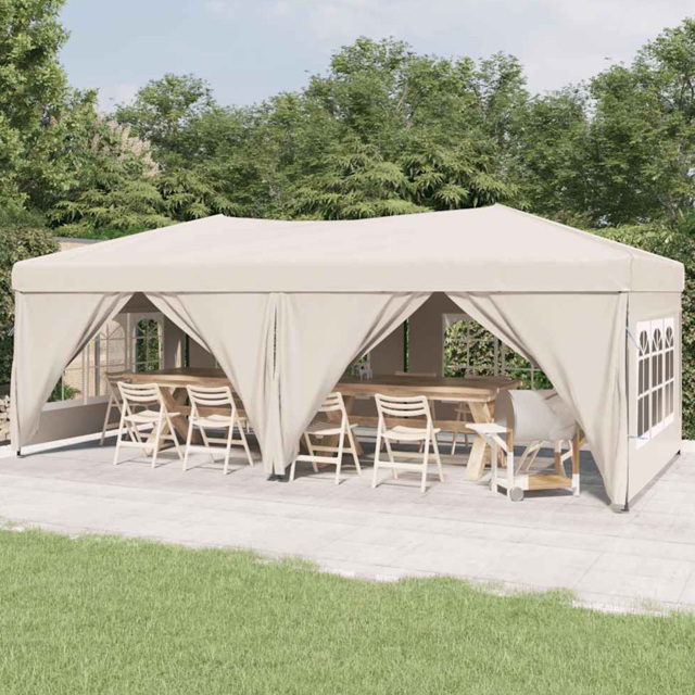 vidaXL 3 x 6m Cream Foldable Party Tent with Sidewalls - Wilko - image 1