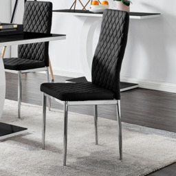 Furniturebox Lucia Valera 4 Seater Dining Set Black Gloss and Chrome - Wilko - thumbnail 4