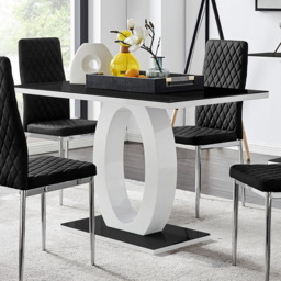 Furniturebox Lucia Valera 4 Seater Dining Set Black Gloss and Chrome - Wilko - thumbnail 3