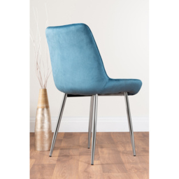 Furniturebox Cesano Set of 2 Blue and Chrome Velvet Dining Chair - Wilko - thumbnail 5