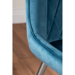 Furniturebox Cesano Set of 2 Blue and Chrome Velvet Dining Chair - Wilko - thumbnail 7