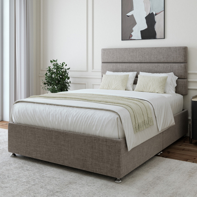 Bedmaster Single Slate Linen Divan Base - Grey - Wilko - image 1