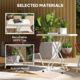 Outsunny Height Adjustable Folding Bistro Table Charcoal White - Size: 74 x 50 x 76cm - Wilko - thumbnail 7