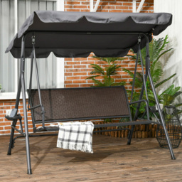 Outsunny 3 Seater Grey Swing Chair with Canopy - Wilko
