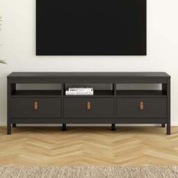Florence Barcelona 3 Drawer 3 Shelf Matt Black TV Unit - Size: 38 x 151 x 54cm - Wilko - thumbnail 1