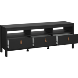 Florence Barcelona 3 Drawer 3 Shelf Matt Black TV Unit - Size: 38 x 151 x 54cm - Wilko - thumbnail 5