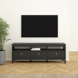 Florence Barcelona 3 Drawer 3 Shelf Matt Black TV Unit - Size: 38 x 151 x 54cm - Wilko - thumbnail 6