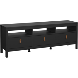 Florence Barcelona 3 Drawer 3 Shelf Matt Black TV Unit - Size: 38 x 151 x 54cm - Wilko - thumbnail 3