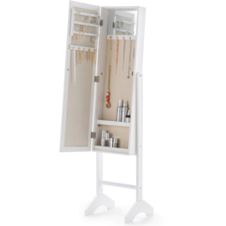 Julian Bowen Prima White Mirrored Jewellery Organiser Floor Cabinet - Size: 35 x 34 x 144cm - Wilko - thumbnail 6