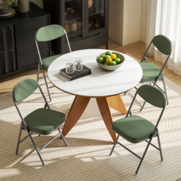 HOMCOM Set of 4 Green Steel Frame Foldable Chair with Cushioned Seat - Wilko - thumbnail 6