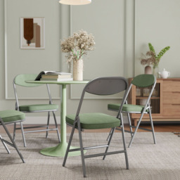 HOMCOM Set of 4 Green Steel Frame Foldable Chair with Cushioned Seat - Wilko - thumbnail 4