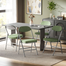 HOMCOM Set of 4 Green Steel Frame Foldable Chair with Cushioned Seat - Wilko - thumbnail 5
