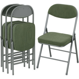 HOMCOM Set of 4 Green Steel Frame Foldable Chair with Cushioned Seat - Wilko - thumbnail 3