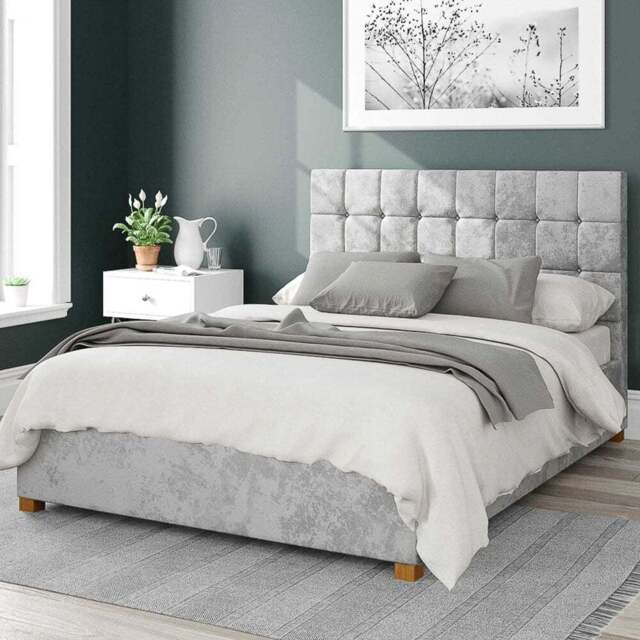 Aspire Sinatra King Size Silver Mirazzi Velvet Ottoman Bed - Aspire Beds - Wilko - image 1