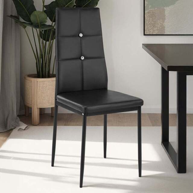 tectake Set of 4 Black Rhinestone Highlight Dining Chairs - Wilko - image 1